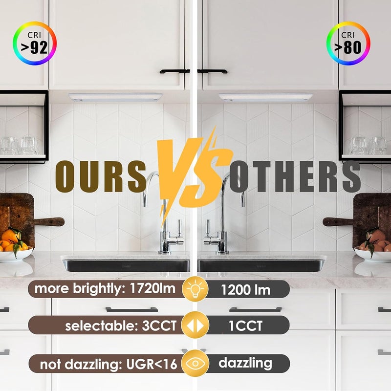 Ansen Hardwired Under Cabinet Lighting, 48in 26W LED Light for Kitchen/Closet, 1720lm, CRI>92, R9>90, Dimmable, 3 Color Temperature, 3000K/4000K/5000K(Warm White, Cool White, Daylight) - Image 5
